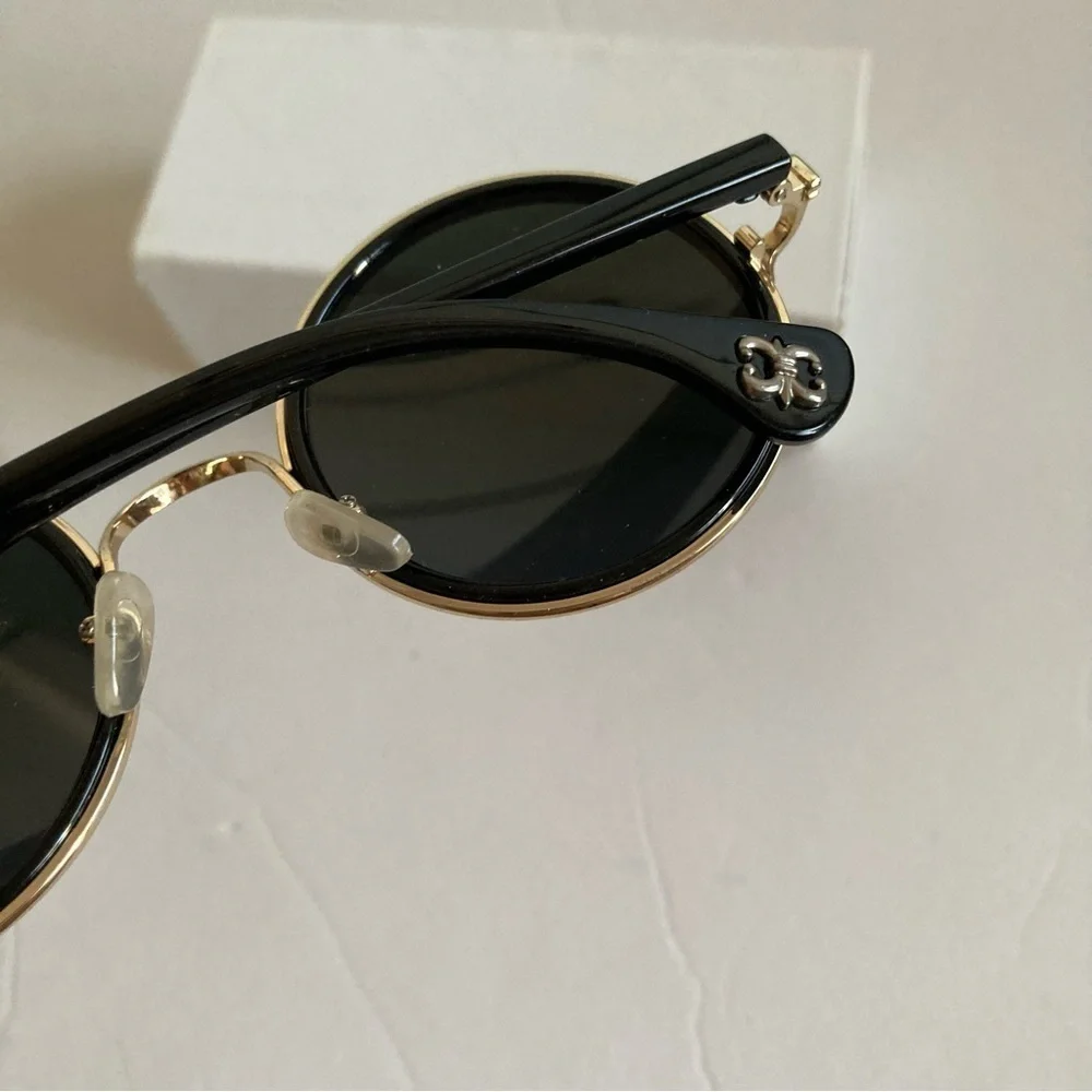 New Round Retro Sunglasses Orange Black Gold